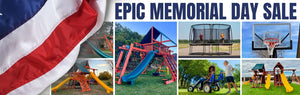 Epic Memorial Day Swing Set, Trampoline, Basketball Hoop, & Pedal Kart Sale