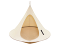 Beige hanging pod chair on a white background