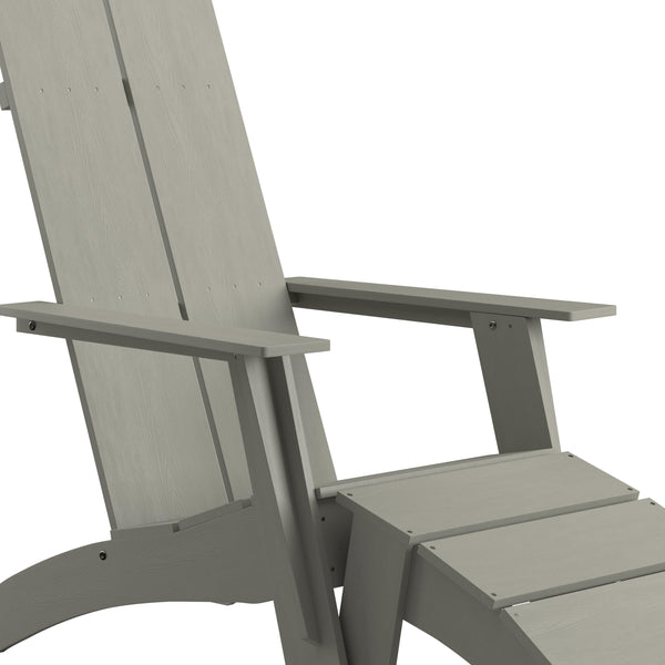 Modern All-Weather Poly Resin Adirondack Chair with Foot Rest - River City Play Systems