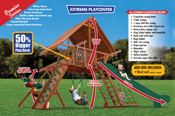 Extreme Playcenter Combo 2 with Wood Roof (35B) - River City Play Systems
