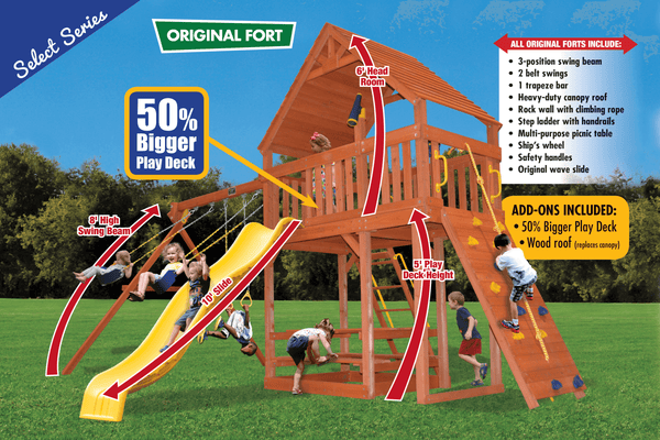 Original Fort Combo 2 XL with Wood Roof (13D) - River City Play Systems