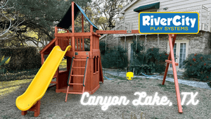 Wooden Playset with Swingset Installed in Canyon Lake, TX by River City Play Systems