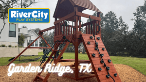 Wooden Playset with Swingset Installed in Garden Ridge, TX by River City Play Systems
