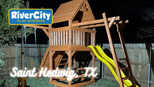 Wooden Playset with Swingset Installed in Saint Hedwig, TX by River City Play Systems