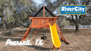 Wooden Playset with Swingset Installed in Pearsall, TX by River City Play Systems