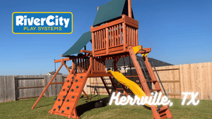 Wooden Playset with Swingset Installed in Kerrville, TX by River City Play Systems