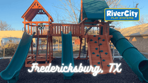 Wooden Playset with Swingset Installed in Fredericksburg, TX by River City Play Systems