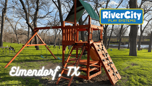 Wooden Playset with Swingset Installed in Elmendorf, TX by River City Play Systems