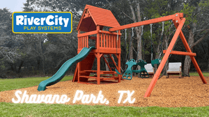 Wooden Playset with Swingset Installed in Shavano Park, TX by River City Play Systems