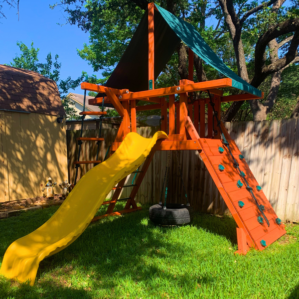 Space saving outdoor playsets sales