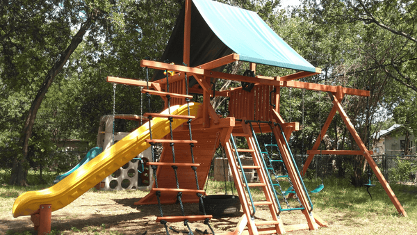 Playset installed in Texas.