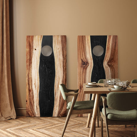Resin & Wood Live Edge Cornhole Set | 2ft x 4ft