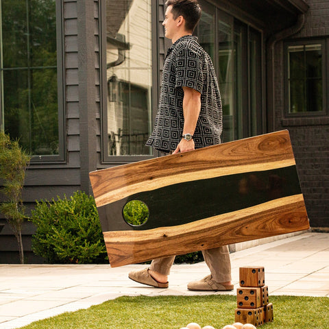 Resin & Wood Live Edge Cornhole Set | 2ft x 4ft