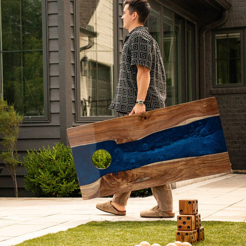 Resin & Wood Live Edge Cornhole Set | 2ft x 4ft