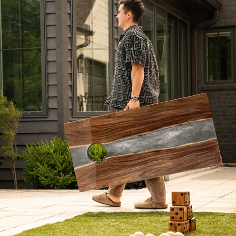 Resin & Wood Live Edge Cornhole Set | 2ft x 4ft