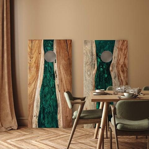 Resin & Wood Live Edge Cornhole Set | 2ft x 4ft