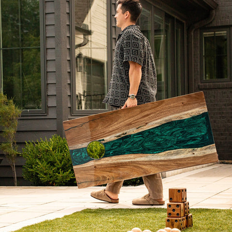 Resin & Wood Live Edge Cornhole Set | 2ft x 4ft