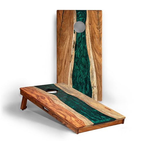 Resin & Wood Live Edge Cornhole Set | 2ft x 4ft