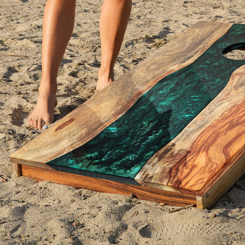 Resin & Wood Live Edge Cornhole Set | 2ft x 4ft