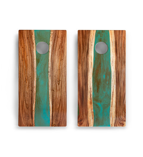 Resin & Wood Live Edge Cornhole Set | 2ft x 4ft