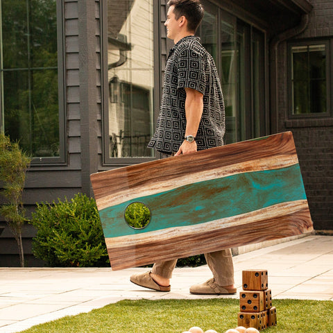 Resin & Wood Live Edge Cornhole Set | 2ft x 4ft