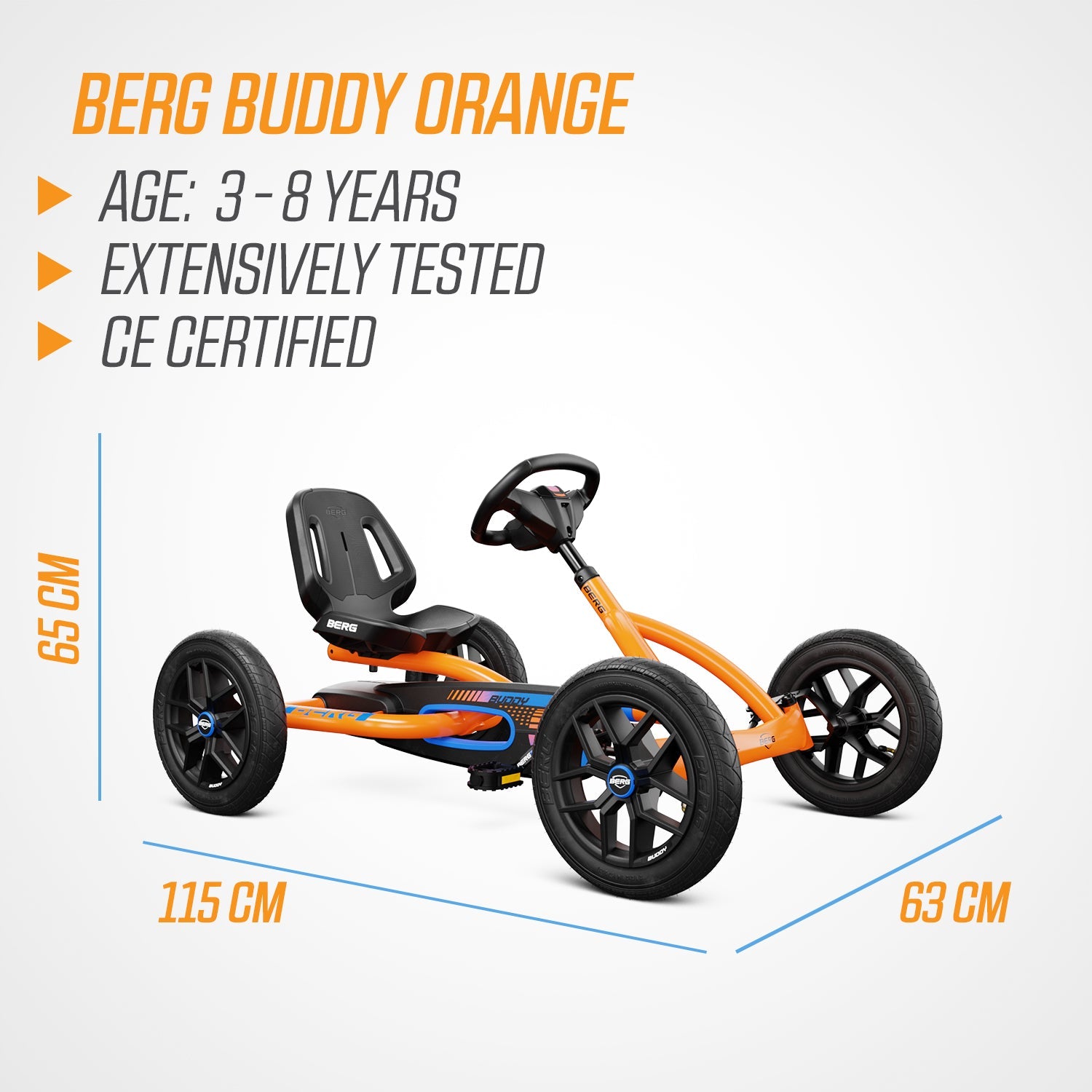 Buddy B-Orange Kids Pedal Kart (Ages 3 to 8)