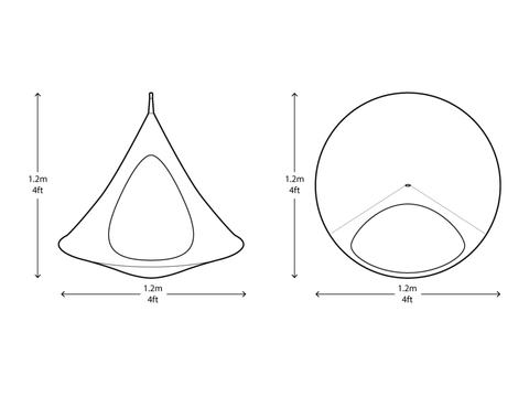 Measurement chart showing dimensions of a geometric object on a white background