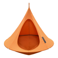 Orange hanging pod chair on a white background