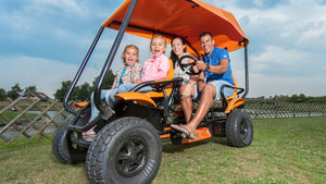 Image of a BERG commercial pedal go kart that seats four people.