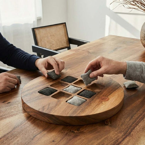 Live Edge Acacia Wood Tic Tac Toe Game