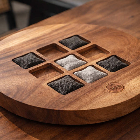 Live Edge Acacia Wood Tic Tac Toe Game