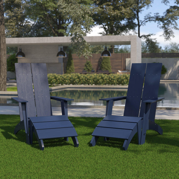 All-Weather Poly Resin Wood Adirondack Chairs with Foot Rests | 2 Pack - River City Play Systems