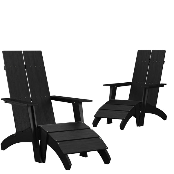 All-Weather Poly Resin Wood Adirondack Chairs with Foot Rests | 2 Pack - River City Play Systems
