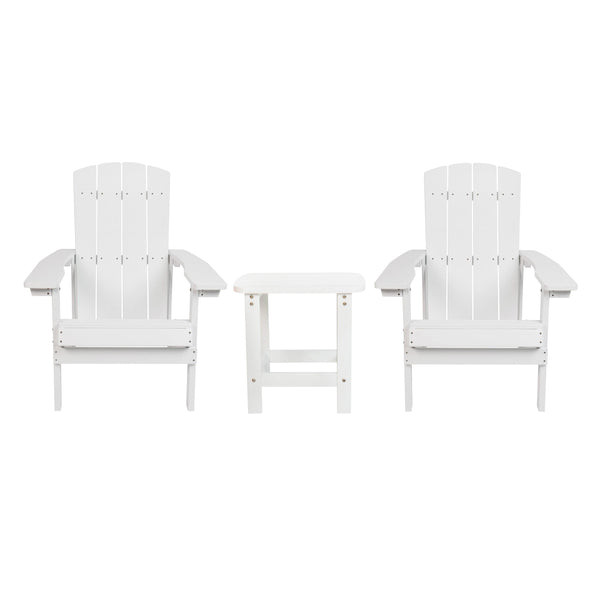 2 All-Weather Poly Resin Wood Adirondack Chairs with Side Table - River City Play Systems