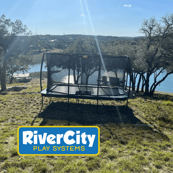 BERG Ultim Champion 16ft Trampoline + Safety Net Deluxe & FREE Ladder - River City Play Systems