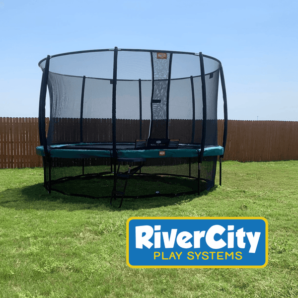 BERG Champion 14ft Trampoline + Safety Net Deluxe & FREE Ladder - River City Play Systems