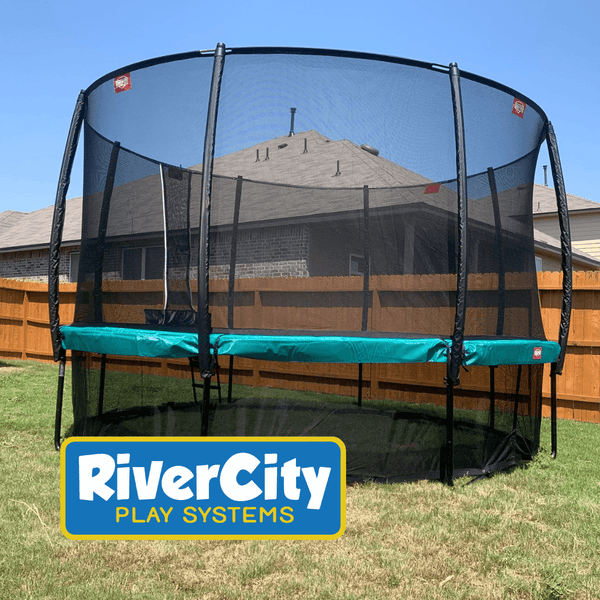 BERG Champion 14ft Trampoline + Safety Net Deluxe & FREE Ladder - River City Play Systems