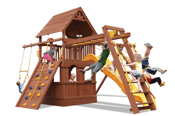 Deluxe Fort Combo 3 with Playhouse (21C) - River City Play Systems