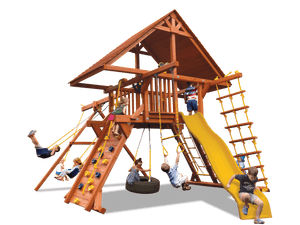 Deluxe Playcenter Combo 2 with Wood Roof (23B) - River City Play Systems