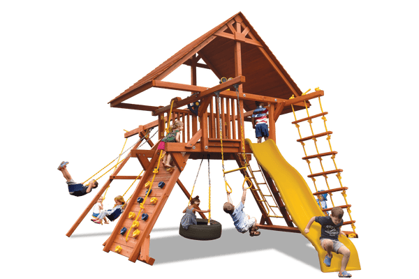 Deluxe Playcenter Combo 2 with Wood Roof (23B) - River City Play Systems