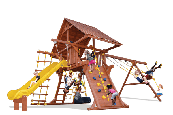 Turbo Deluxe Playcenter Combo 2 with Wood Roof (27B) - River City Play Systems