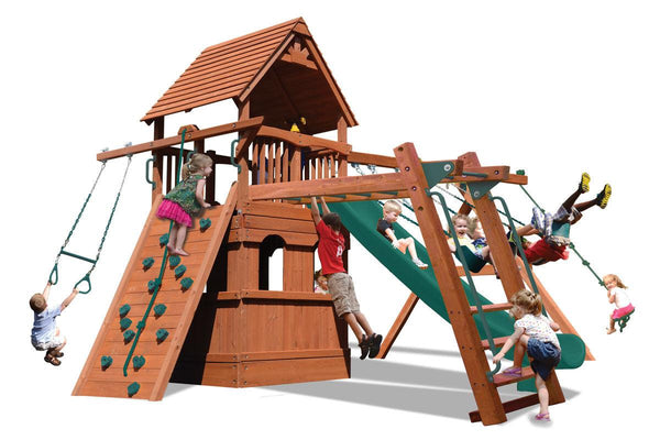Supreme Fort Combo 3 with Lower Level Playhouse & Wood Roof (29.2d) - River City Play Systems