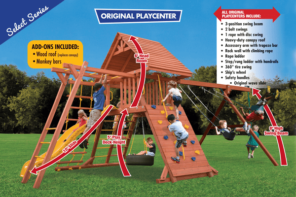 Original Playcenter Combo 3 with Wood Roof (15D) - River City Play Systems