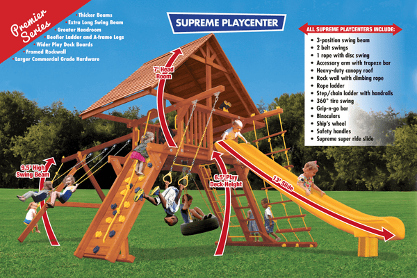 Supreme Playcenter Combo 2 with Wood Roof (31B) - River City Play Systems