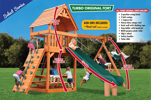 Turbo Original Fort Combo 2 with Wood Roof (17B) - River City Play Systems