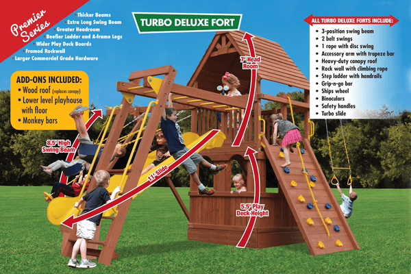 Turbo Deluxe Fort Combo 3 with Playhouse (25C) - River City Play Systems