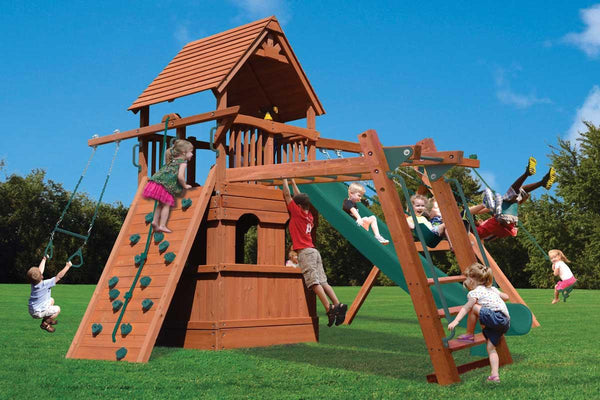 Supreme Fort Combo 3 with Lower Level Playhouse & Wood Roof (29.2d) - River City Play Systems