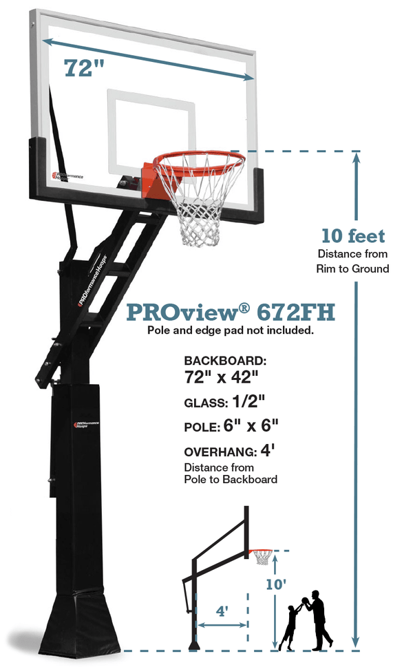 PROview 672 Fixed Height Commercial Basketball Hoop | 72" Backboard - River City Play Systems
