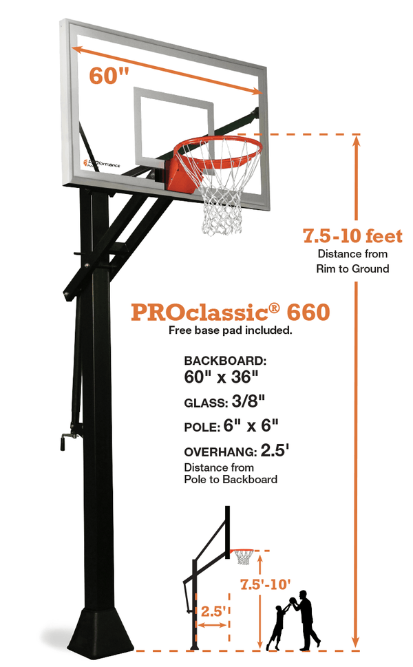 PROclassic 660 Basketball Hoop | 60 Inch Backboard - River City Play Systems