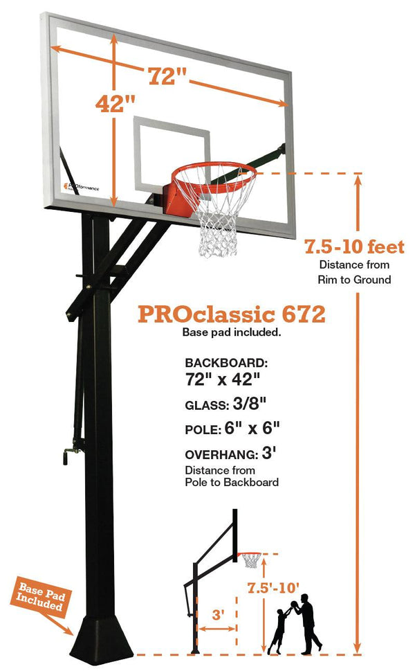 PROclassic 672 Basketball Hoop | 72 Inch Backboard - River City Play Systems